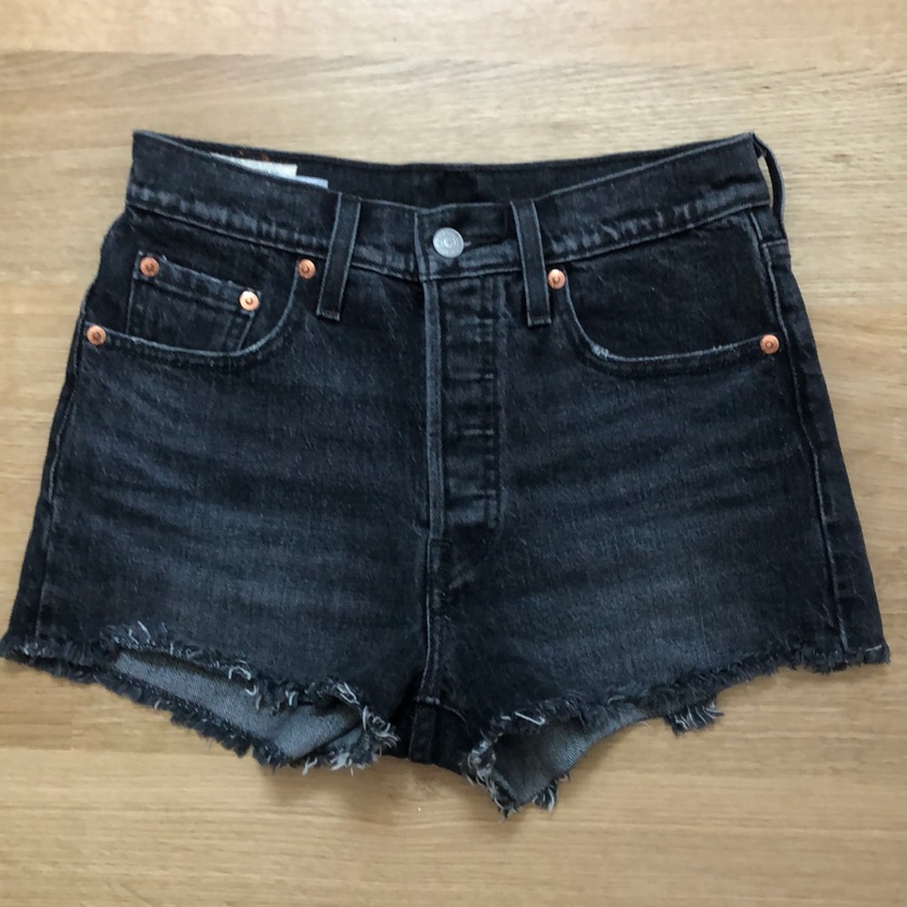 Levi’s black high waisted jean shorts